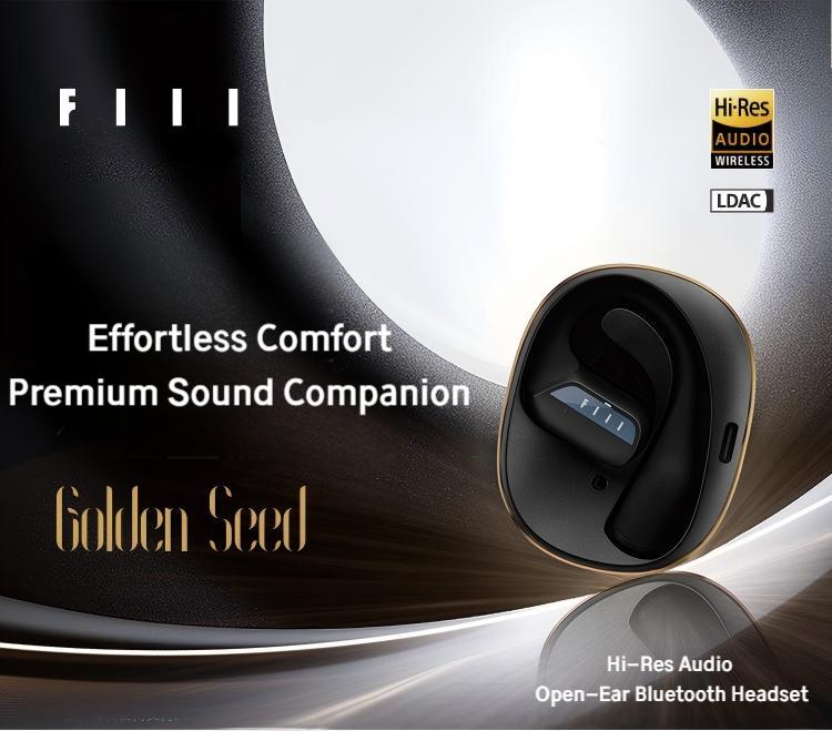 FIIL GS Blutooth 5.3 English Version Open Type Earbuds, Hi-Res Audio Wireless Certified Earphone with Call Noise Cancellation, 32 hr long play time, Bionic ear-shaped design for working, travel or running