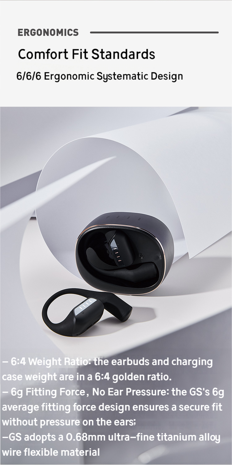 FIIL GS Blutooth 5.3 English Version Open Type Earbuds, Hi-Res Audio Wireless Certified Earphone with Call Noise Cancellation, 32 hr long play time, Bionic ear-shaped design for working, travel or running
