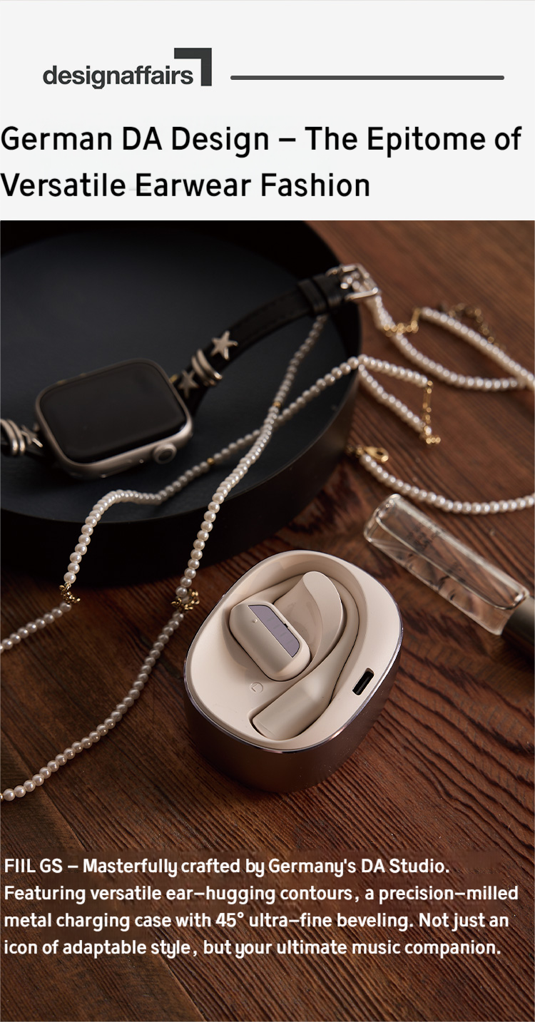 FIIL GS Blutooth 5.3 English Version Open Type Earbuds, Hi-Res Audio Wireless Certified Earphone with Call Noise Cancellation, 32 hr long play time, Bionic ear-shaped design for working, travel or running
