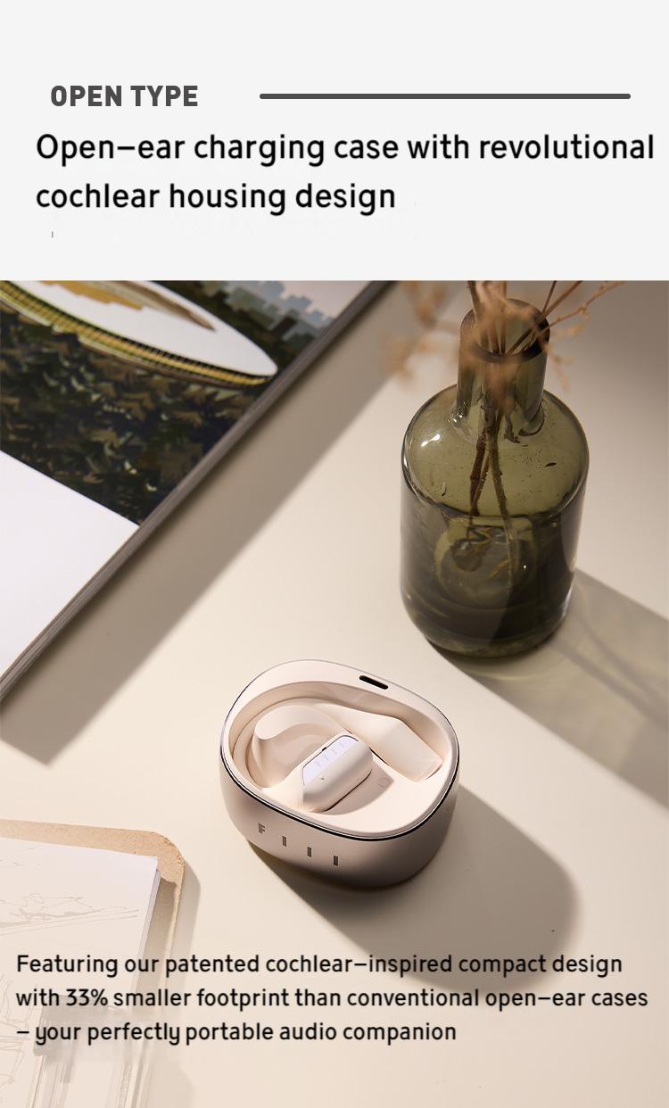 FIIL GS Blutooth 5.3 English Version Open Type Earbuds, Hi-Res Audio Wireless Certified Earphone with Call Noise Cancellation, 32 hr long play time, Bionic ear-shaped design for working, travel or running