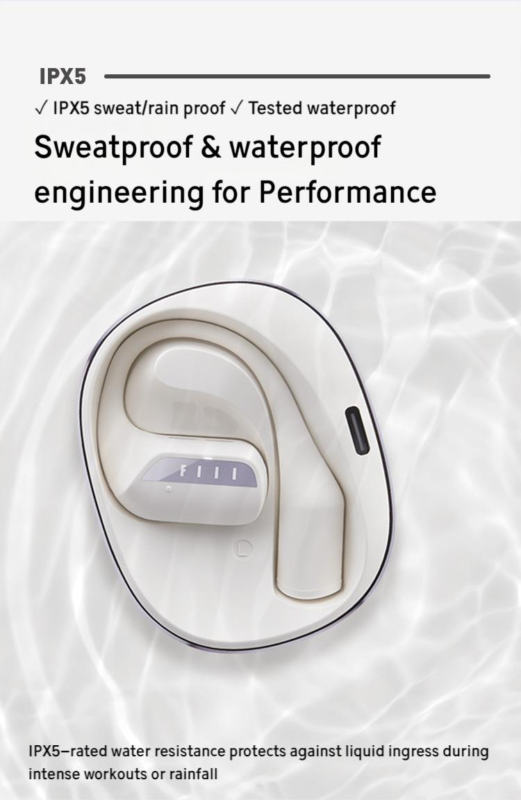 FIIL GS Blutooth 5.3 English Version Open Type Earbuds, Hi-Res Audio Wireless Certified Earphone with Call Noise Cancellation, 32 hr long play time, Bionic ear-shaped design for working, travel or running