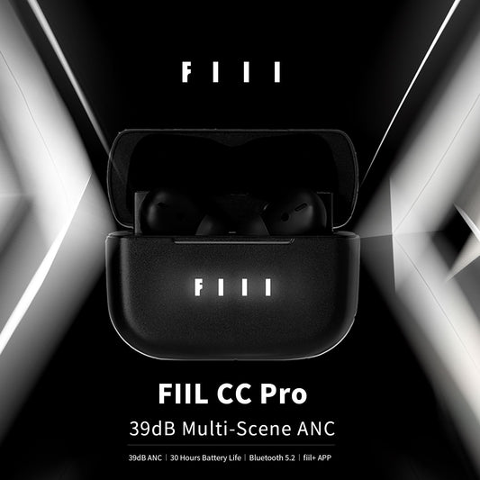 FIIL CC Pro Bluetooth 5.2 True Wireless Earbuds, 30 Hours Playtime, in-Ear Detection, Built-in 3 Mic Call Noise Cancelling IPX4 Water-resistant earphones, with Wireless Charging Case for Sport