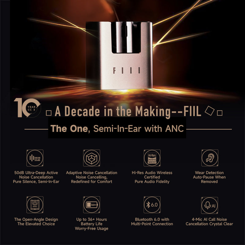 FIIL CC3 Semi-in Ear Style Earbuds Bluetooh 6.0 & 36 Hrs Long Lasting with Adaptive functions