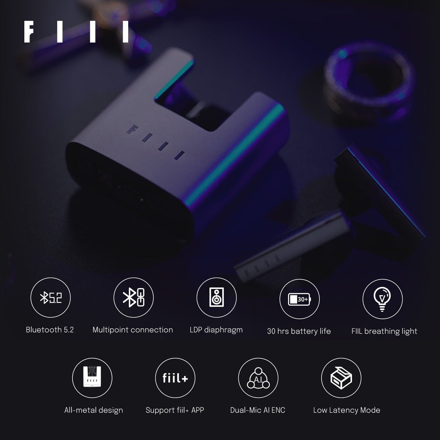 FIIL CC nano True Wireless Earbuds Bluetooth5.2 in-Ear Headphones All-metal design + FIIL breathing light (NEW)